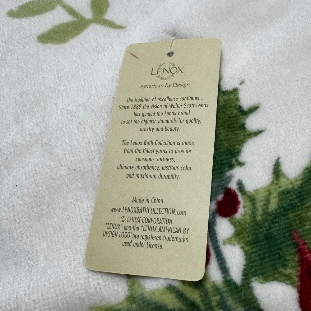 Lenox Winter Meadow 6 Pc Bath Hand Finger Tip Towel Set Poinsettia New Cotton